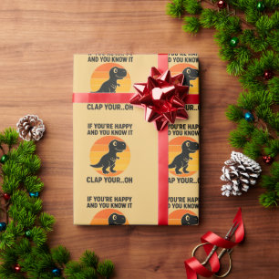 Grappige T Rex Klap Je Oh Retro Dinosaurusgrap Cadeaupapier