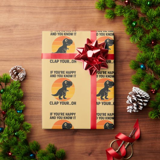 Grappige T Rex Klap Je Oh Retro Dinosaurusgrap Cadeaupapier (Feestdagen Geschenken)
