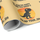 Grappige T Rex Klap Je Oh Retro Dinosaurusgrap Cadeaupapier (Rol Hoek)