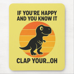 Grappige T Rex Klap Je Oh Retro Dinosaurusgrap Muismat