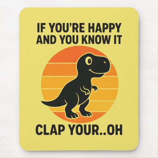 Grappige T Rex Klap Je Oh Retro Dinosaurusgrap Muismat (Voorkant)