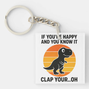 Grappige T Rex Klap Je Oh Retro Dinosaurusgrap Sleutelhanger
