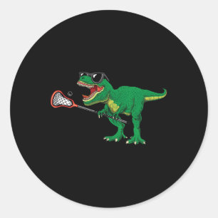 Grappige T Rex Lacrosse Dinosaur Lax Jongens Lacro Ronde Sticker