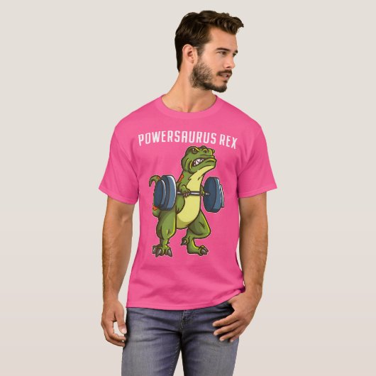 Grappige T Rex Powerlifting Gewichtheffen Gym Work T-shirt (Voorkant volledig)