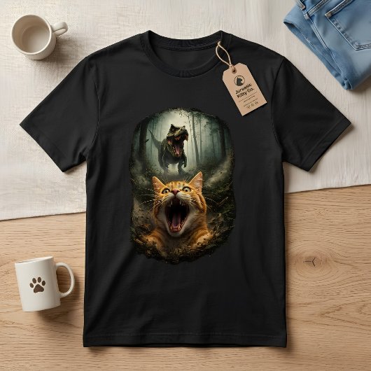 Grappige T-Rex & Schreeuwende Kat Meme T-shirt