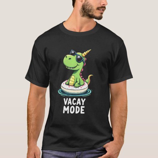 Grappige T-Rex Vakantie Modus Dinosaurus Opblaasba T-shirt (Voorkant)