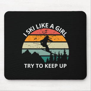 Grappige T-shirt Ik Ski Als Een Meisje Probeer Bij Muismat