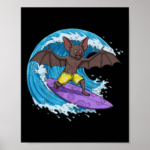 Grappige T surft op een oceaangolf 1 - Fan Fun Poster