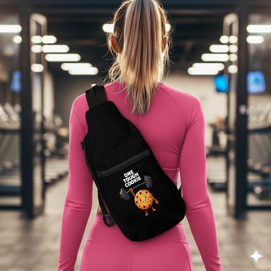 Grappige Taai Koek Het Tillen Van Een Halter Sling Bag