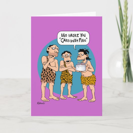 Grappige "Taart met Vuur" Verjaardag Kaart (Voorkant)