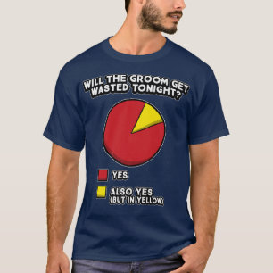 Grappige taartgrafiek vrijgezellenfeest bruidegom t-shirt