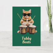 Grappige Tabby Bongo Speler Groet Kaart (Voorkant)
