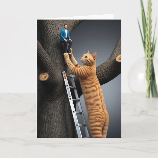 Grappige Tabby Boom Reddingskaart Kaart (Voorkant)