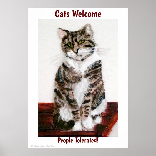 Grappige Tabby Cat Art Poster (Voorkant)