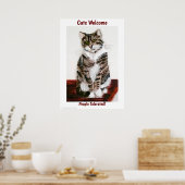 Grappige Tabby Cat Art Poster (Keuken)