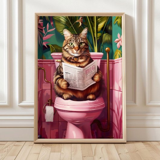 Grappige Tabby Kat Badkamer Print Grappige Kat Toi