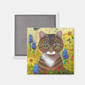 Grappige Tabby Kat Bloemen Creationarts Magneet (Voorkant / Achterkant)