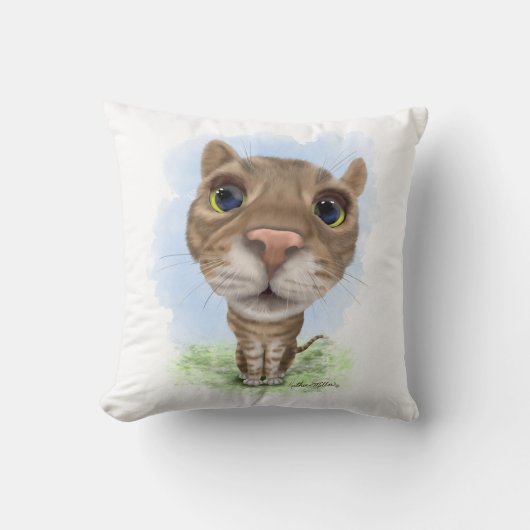 Grappige tabby kat cartoon kussen (Voorkant)
