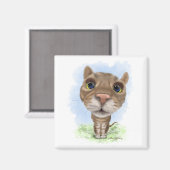 Grappige tabby kat cartoon magneet (Voorkant / Achterkant)