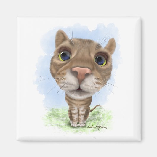Grappige tabby kat cartoon magneet (Voorkant)