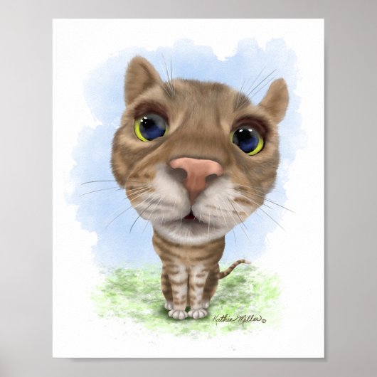 Grappige tabby kat cartoon poster (Voorkant)