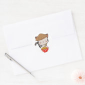 Grappige tabby kat eet noedels ronde sticker (Envelop)