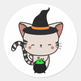 Grappige Tabby kat is een heks Ronde Sticker