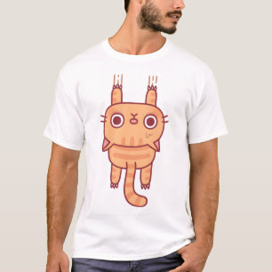 Grappige Tabby kat met behulp van klauwen om op te T-shirt