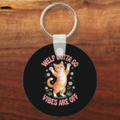 Grappige tabby kat welp moet gaan sarcastisch geze sleutelhanger (Voorkant)