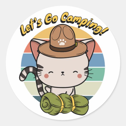 Grappige Tabby kat wil gaan kamperen Ronde Sticker (Voorkant)