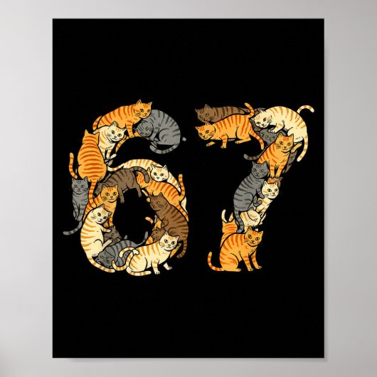 Grappige Tabby Katten 6 7 Meme Zes Zeven Liefde St Poster (Voorkant)