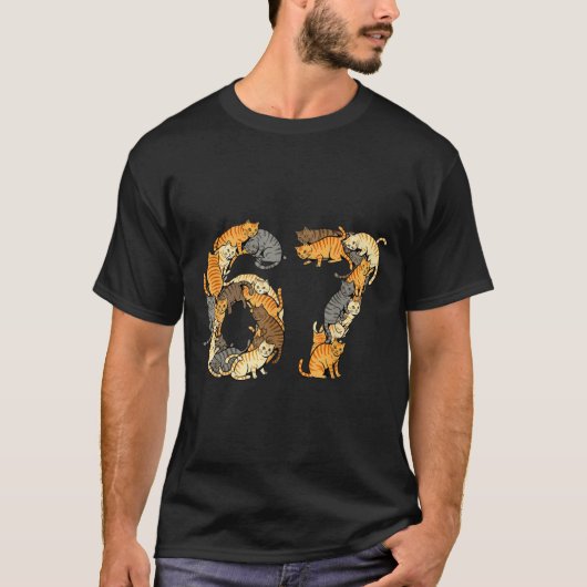 Grappige Tabby Katten 6 7 Meme Zes Zeven Liefde St T-shirt (Voorkant)