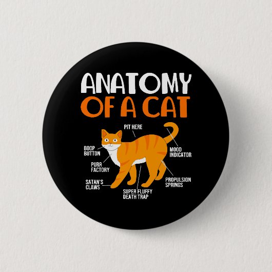 Grappige Tabby Kattenbezitter Anatomie Van Een Kat Ronde Button 5,7 Cm (Voorkant)