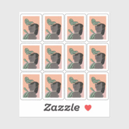 Grappige Tabbykat Kijkt Naar Planten Frame Sticker