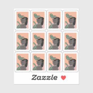 Grappige Tabbykat Kijkt Naar Planten Frame Sticker