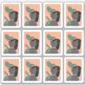 Grappige Tabbykat Kijkt Naar Planten Frame Sticker (Voorkant)