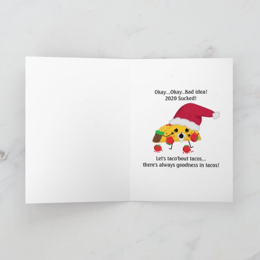 Grappige Taco 2020 Kerst Kaart (Binnen)