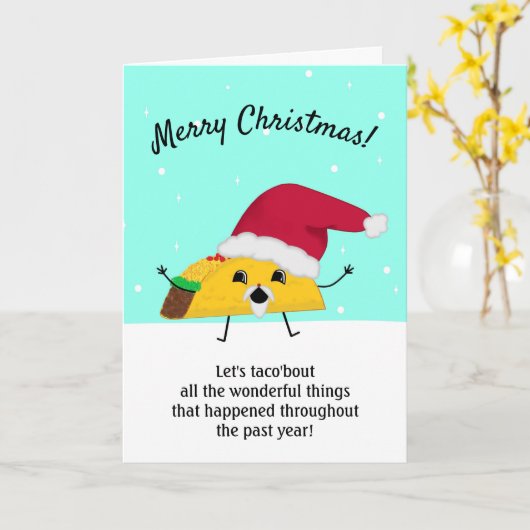 Grappige Taco 2020 Kerst Kaart (Gele Bloem)