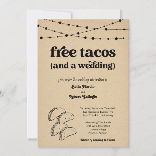 Grappige Taco bruiloft uitnodiging - Gratis Taco's (Voorkant)