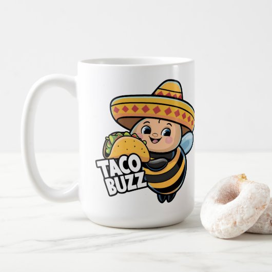 Grappige Taco Buzz Bumble Bee Koffiemok (Met donut)
