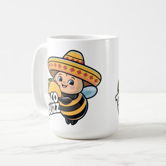 Grappige Taco Buzz Bumble Bee Koffiemok (Voorkant links)