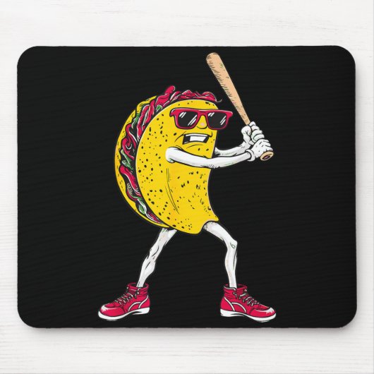 Grappige taco die honkbal speelt Mexicaanse cinco Muismat (Voorkant)