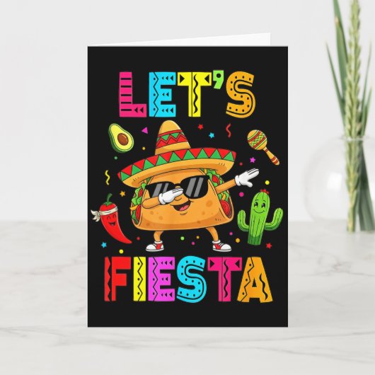 Grappige Taco Laat Feestfeest Cinco De Mayo Sfeer Kaart (Voorkant)