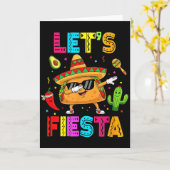 Grappige Taco Laat Feestfeest Cinco De Mayo Sfeer Kaart (Gele Bloem)