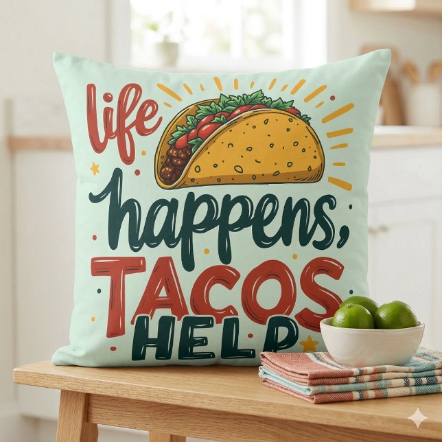 Grappige Taco Liefhebber Feest Eetgrage Humor Kuns Kussen (Creator heeft geüpload)