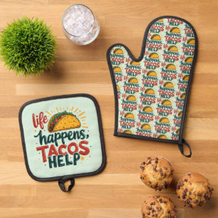 Grappige Taco Liefhebber Feest Eter Humor Kunst Bl Ovenwant & Pannenlap Set