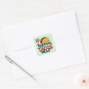 Grappige Taco Liefhebber Fiesta Foodie Humor Kunst Vierkante Sticker