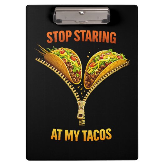Grappige taco liefhebber stop met staren klembord (Voorkant)