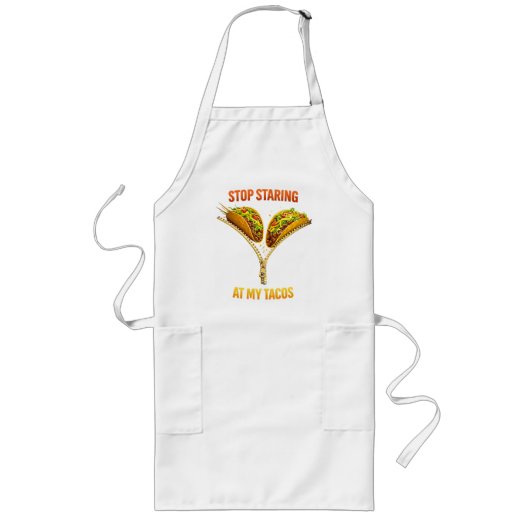 Grappige taco liefhebber stop met staren lang schort (Voorkant)