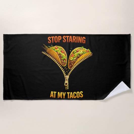Grappige taco liefhebber stop met staren strandlaken (Voorkant)